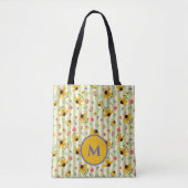 Tote Bag Monogram Coneflower Butterfly Floral Patterned (Devant)