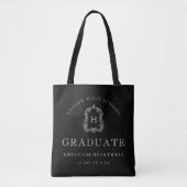Tote Bag Monogram Crest Black and White Graduation (Devant)