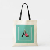 Tote Bag Monogram Initial Letter A dans le rose blanc (Dos)