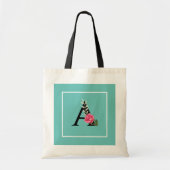 Tote Bag Monogram Initial Letter A dans le rose blanc (Devant)