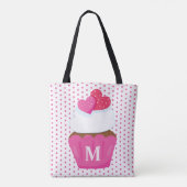 Tote Bag Monogram Love Hearts Cupcake Polka Dot Valentines (Dos)