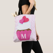 Tote Bag Monogram Love Hearts Cupcake Polka Dot Valentines (De près)