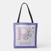 Tote Bag Monogram & Nom with Flowers (Dos)