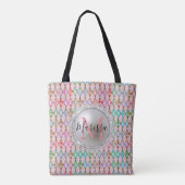 Tote Bag Monogram rose et vert Pastels Arlequin (Dos)