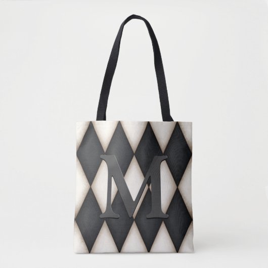 Tote Bag Monograme de Black & White Harlequin (Devant)