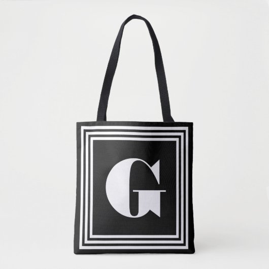 Tote Bag Monogramme 3 trames en gras | Noir et blanc (Devant)