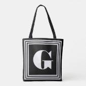 Tote Bag Monogramme 3 trames en gras | Noir et blanc (Dos)