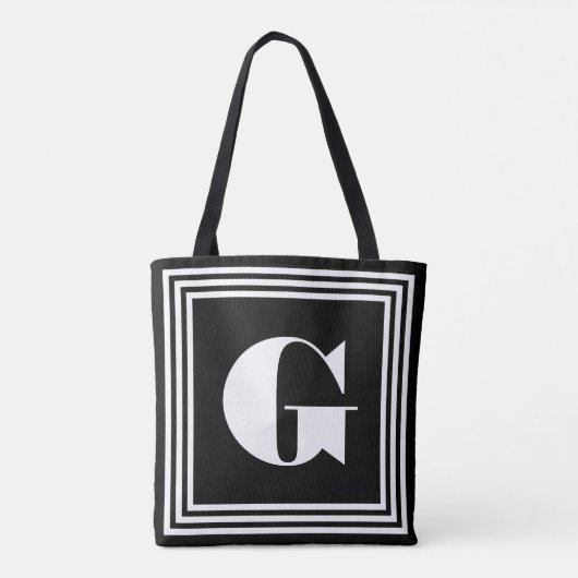 Tote Bag Monogramme 3 trames en gras | Noir et blanc (Dos)