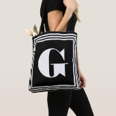 Tote Bag Monogramme 3 trames en gras | Noir et blanc (De près)