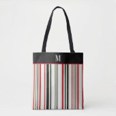 Tote Bag Monogramme à bande noire rouge classique (Devant)
