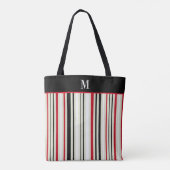 Tote Bag Monogramme à bande noire rouge classique (Dos)