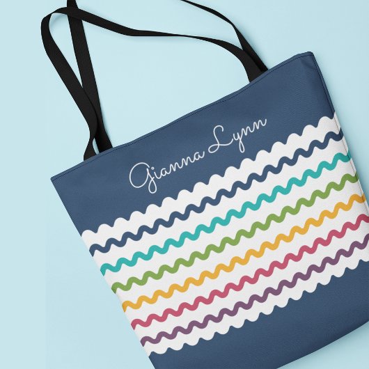 Tote Bag Monogramme à bandes colorées
