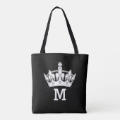 Tote Bag Monogramme à couronne blanche personnalisé (Dos)