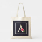 Tote Bag Monogramme A en rose rose rose blanche et gris fon (Dos)