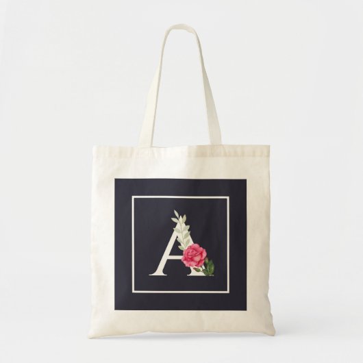 Tote Bag Monogramme A en rose rose rose blanche et gris fon (Devant)