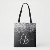 Tote Bag Monogramme à étincelle noire à Parties scintillant (Devant)
