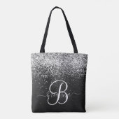 Tote Bag Monogramme à étincelle noire à Parties scintillant (Dos)