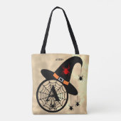 Tote Bag Monogramme A Halloween Sky Witch Ariders Nom (Dos)