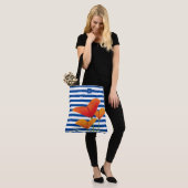 Tote Bag Monogramme à rayures bleu chic (Sur le modèle)