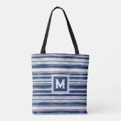 Tote Bag Monogramme à rayures bleues et blanches (Dos)