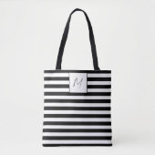 Tote Bag Monogramme à rayures simple moderne (Devant)