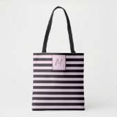 Tote Bag Monogramme à rayures simple moderne (Devant)