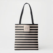 Tote Bag Monogramme à rayures simple moderne (Devant)