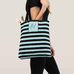 Tote Bag Monogramme à rayures simples modernes