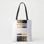 Tote Bag Monogramme Abstrait bleu foncé (Devant)