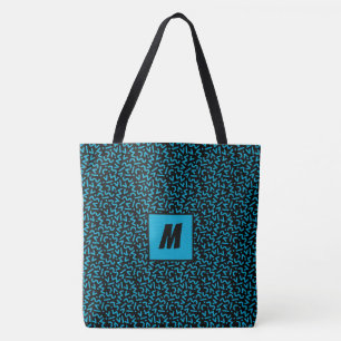 Tote Bag Monogramme Abstrait bleu gras