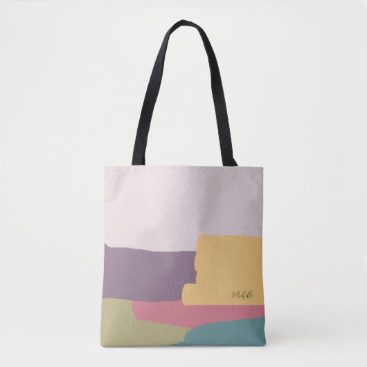 Tote Bag Monogramme Abstrait Été Coloré (Devant)