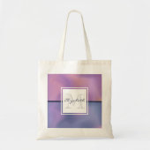 Tote Bag Monogramme Abstrait moderne violet et rose (Devant)