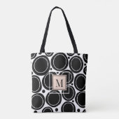 Tote Bag Monogramme Abstrait Noir Blanc Noir Rose (Dos)