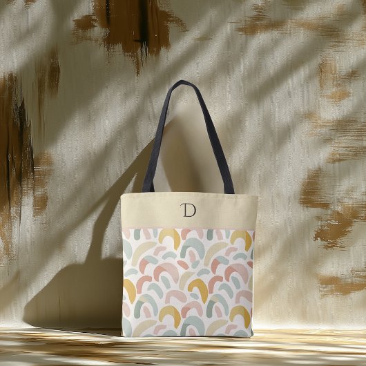 Tote Bag Monogramme Abstrait Pastel personnalisé