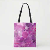 Tote Bag Monogramme Abstrait Pinceau d'art rose violet (Devant)