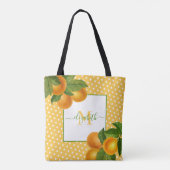 Tote Bag Monogramme agrumes oranges aquarelles points rusti (Dos)