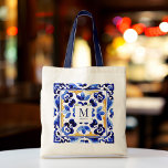 Tote Bag Monogramme Amalfi Vietri Italien carreaux bleus ca<br><div class="desc">Monogramme Amalfi Positano Vietri bleu Majolica tuiles fête de mariée favorise le sac fourre-tout de nom personnalisé,  cadeaux de demoiselle d'honneur,  cadeaux pour toutes occasions,  thème méditerranéen carreaux bleu blanc et jaune cadeaux personnalisés</div>