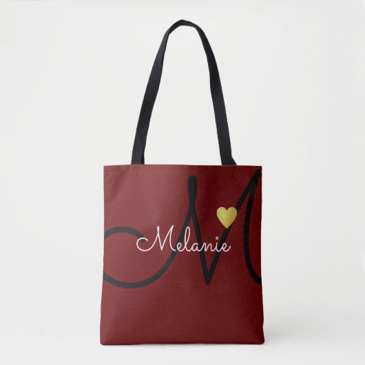 Tote Bag monogramme amour rouge foncé (Devant)