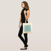 Tote Bag Monogramme ange bleu cercles motif (Devant (modèle))