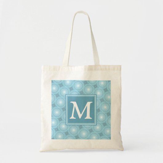 Tote Bag Monogramme ange bleu cercles motif (Devant)