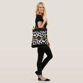 Tote Bag Monogramme Animal noir Imprimer Faux Or en blanc (Sur le modèle)