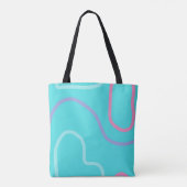Tote Bag Monogramme Aqua Rose Violet Design moderne (Dos)