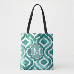 Tote Bag Monogramme   Aquamarine Motif IV