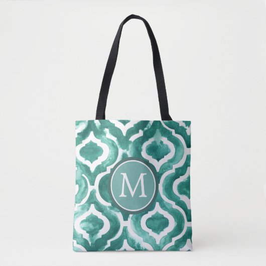 Tote Bag Monogramme | Aquamarine Motif IV (Devant)