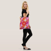 Tote Bag Monogramme Aquarelle rose orange Abstrait (Sur le modèle)