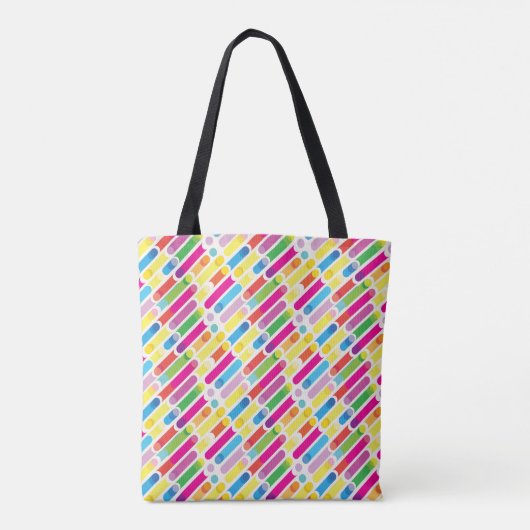 Tote Bag Monogramme Arc-en-ciel lignes diagonales Motif Pop (Dos)