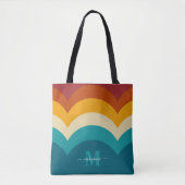 Tote Bag Monogramme arc-en-ciel Nom personnalisé Retro Suns (Devant)