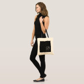 Tote Bag Monogramme argenté sur Damas noir (Devant (modèle))