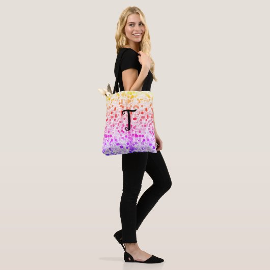 Tote Bag Monogramme Art Déco Cercles Colorés (Sur le modèle)