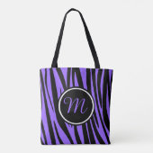 Tote Bag Monogramme assez pourpre de coutume de zèbre (Dos)